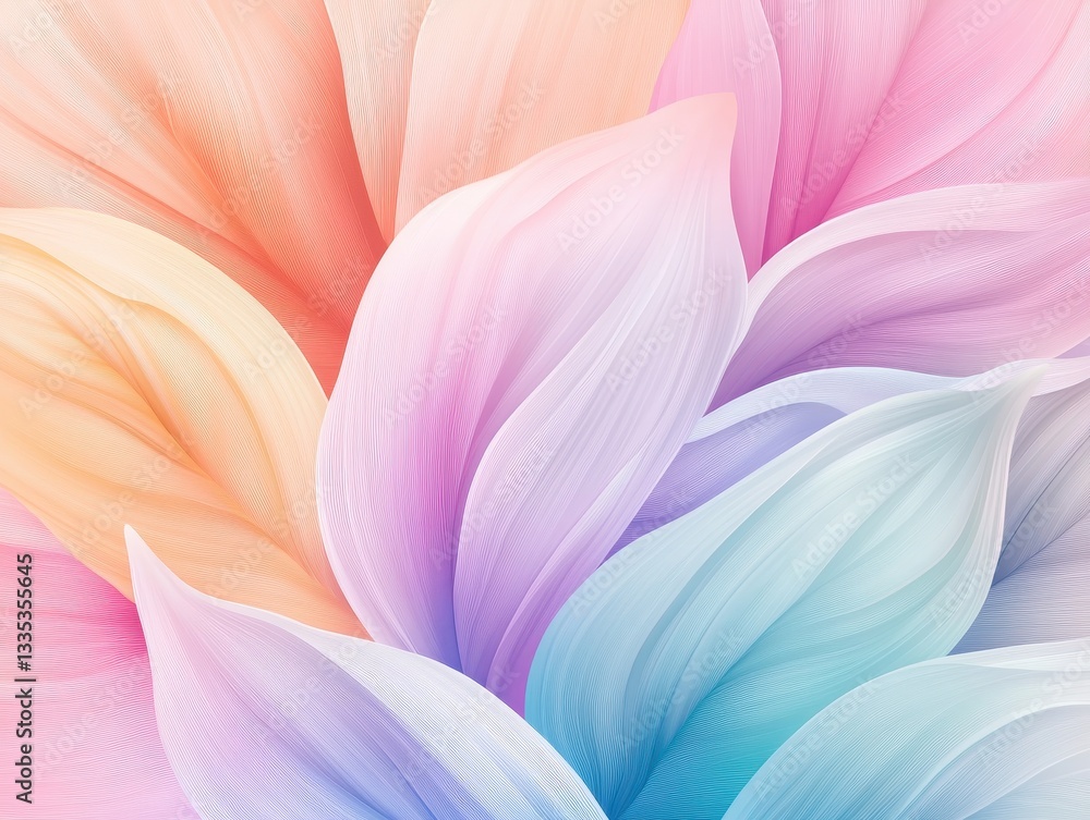 Fototapeta premium Soft pastel petals overlapping in a colorful floral abstract design