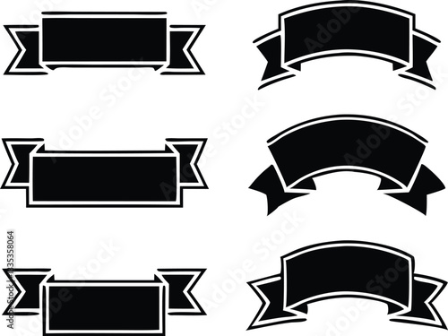 set of black and white ribbons