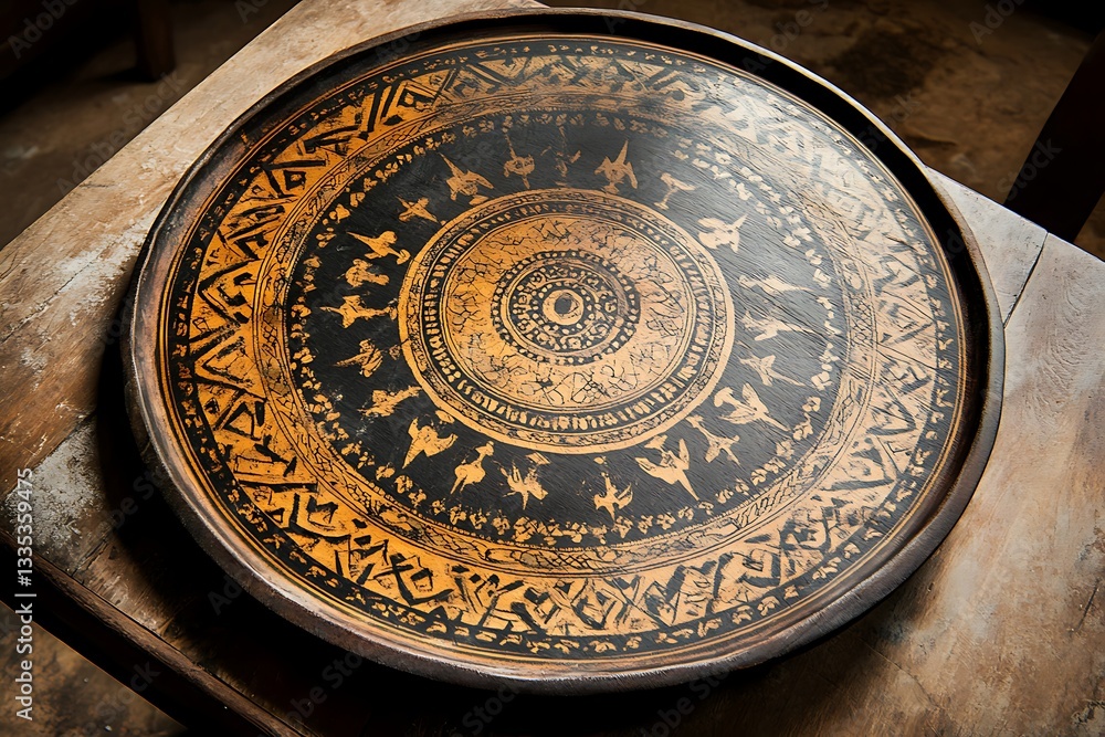 Ornamental Wooden Tray with Intricate Design Ornamental Wooden Tray with Intricate Design