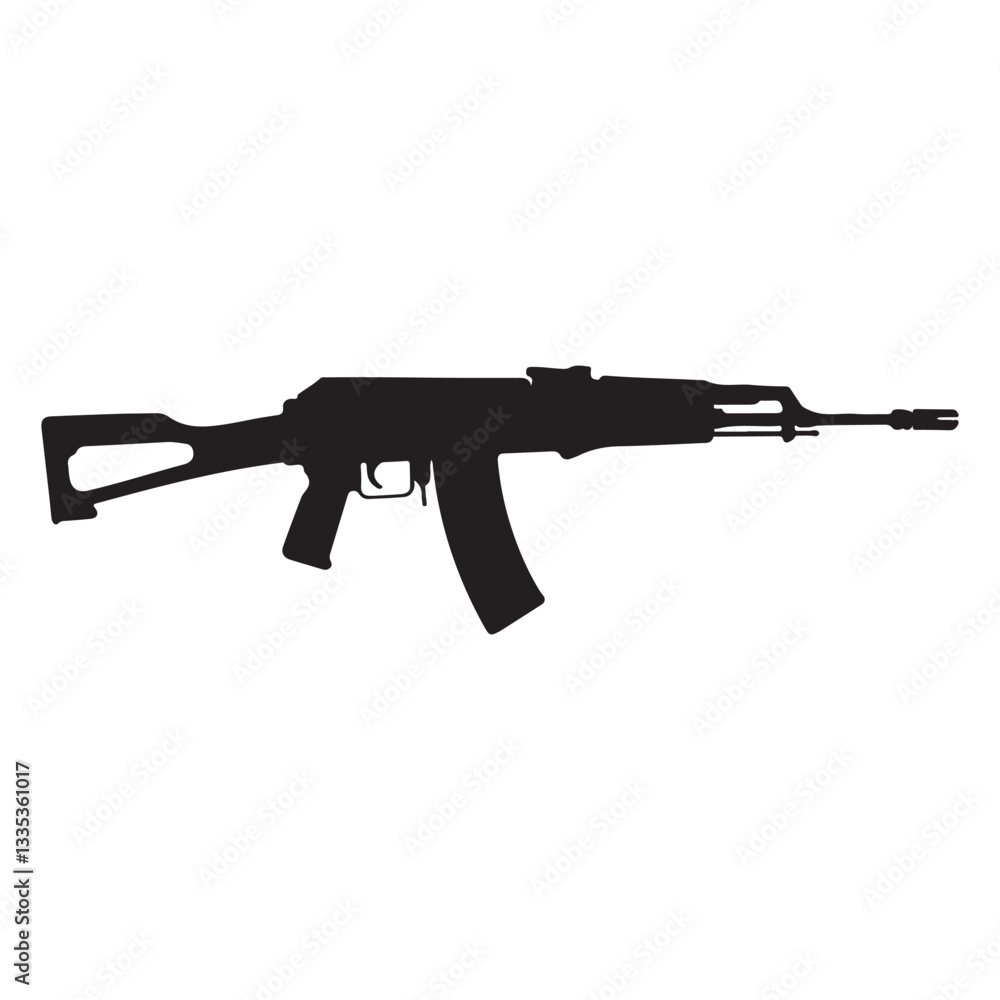 Military assault rifle silhouette vector illustration isolated on white background Military assault rifle silhouette vector illustration isolated on white background