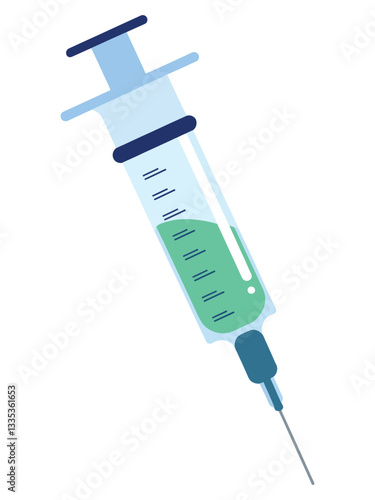 Medical Syringe Icon Vaccine Injection with Needle