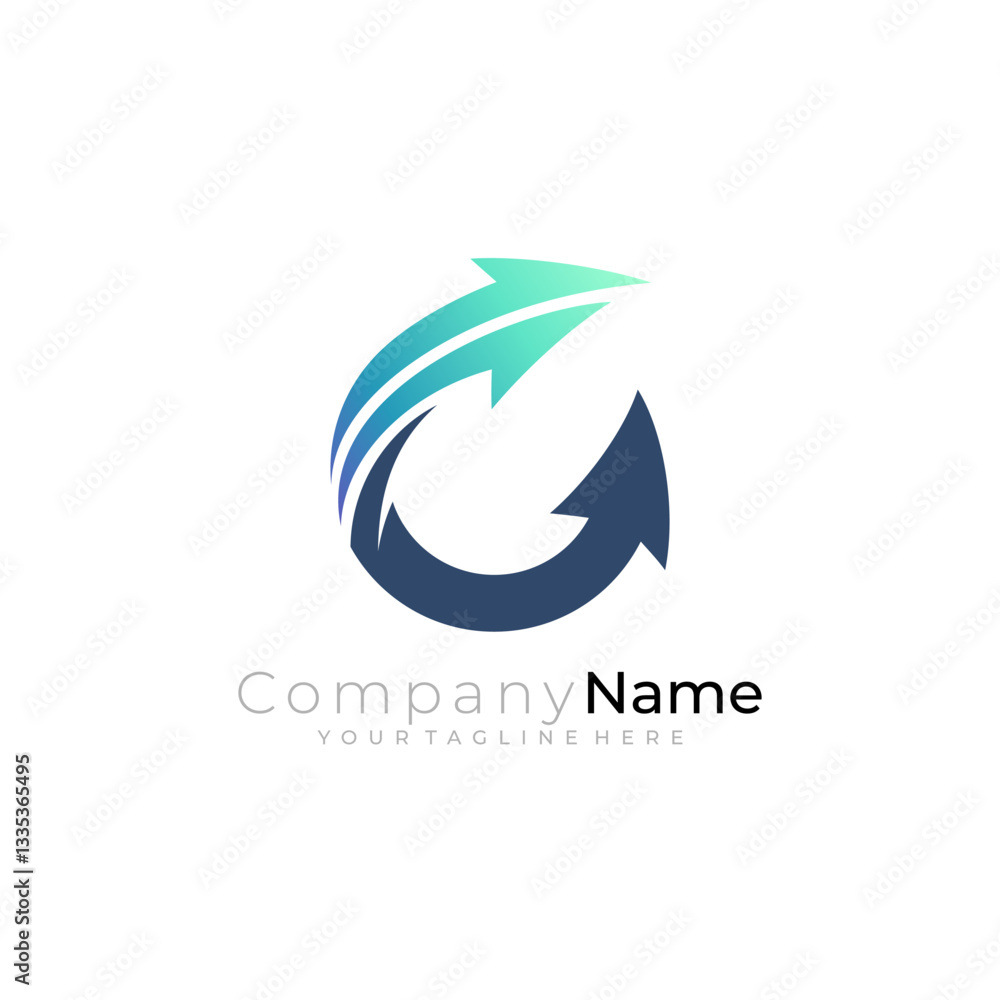 C logo and arrow design, blue color, business logo template C logo and arrow design, blue color, business logo template