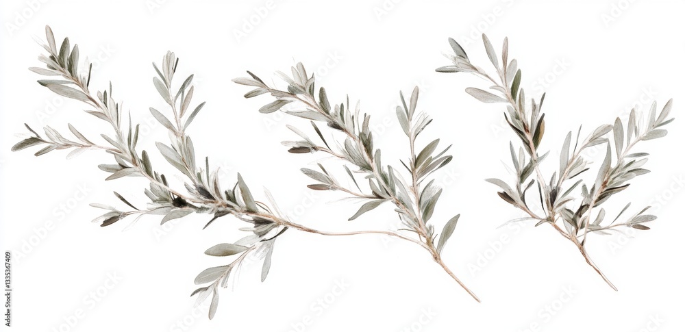 Naklejka premium Light Gray Branches Against White Background