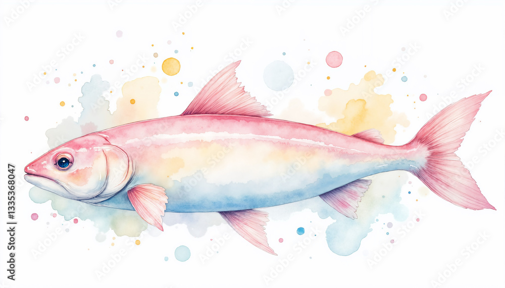 A pink fish with a blue tail A pink fish with a blue tail
