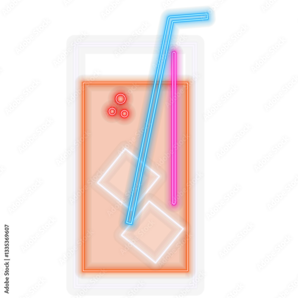 Simple vector graphic of a neon cocktails icons set on a black background.
