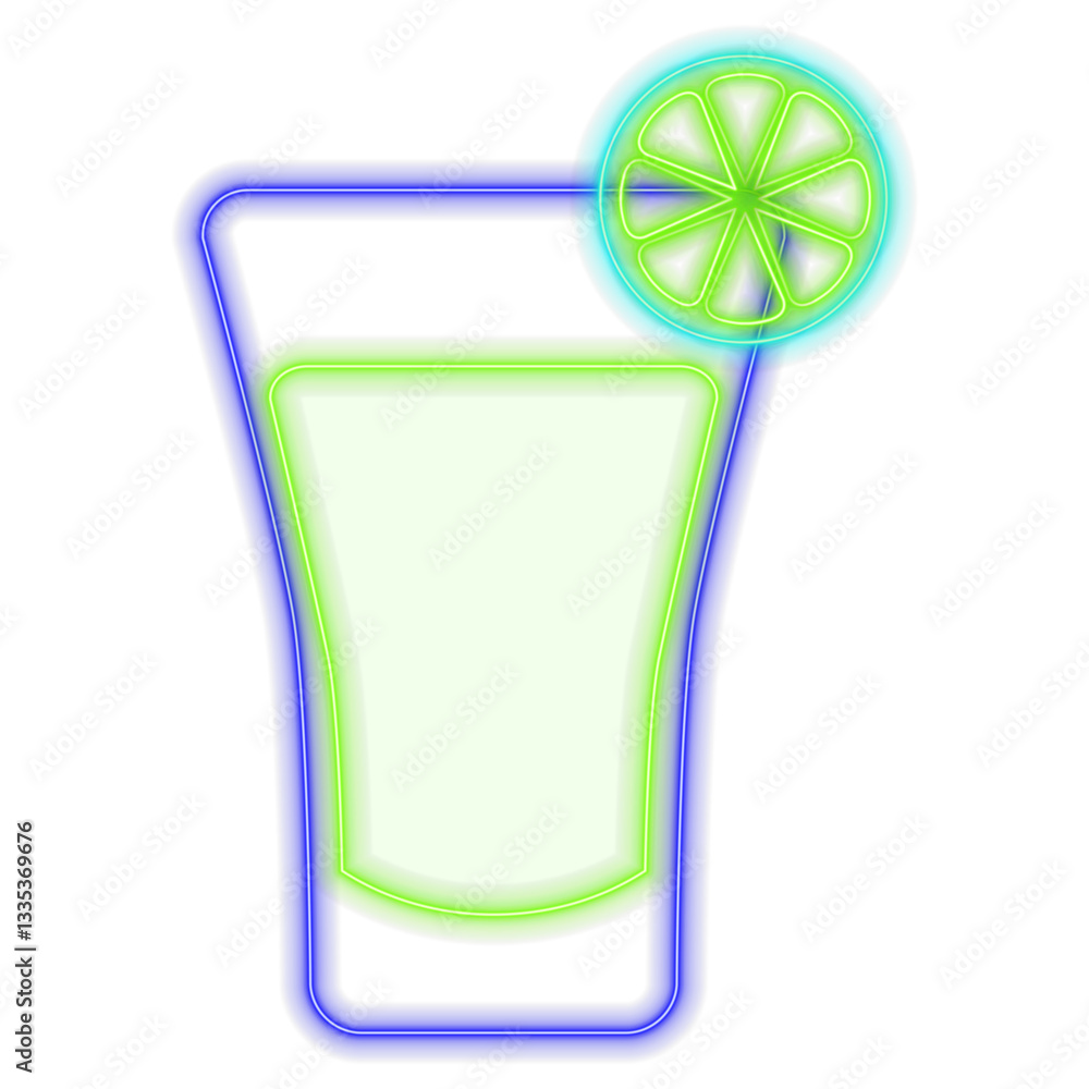 Neon cocktail collection icon set. Vector Illustration for design template.