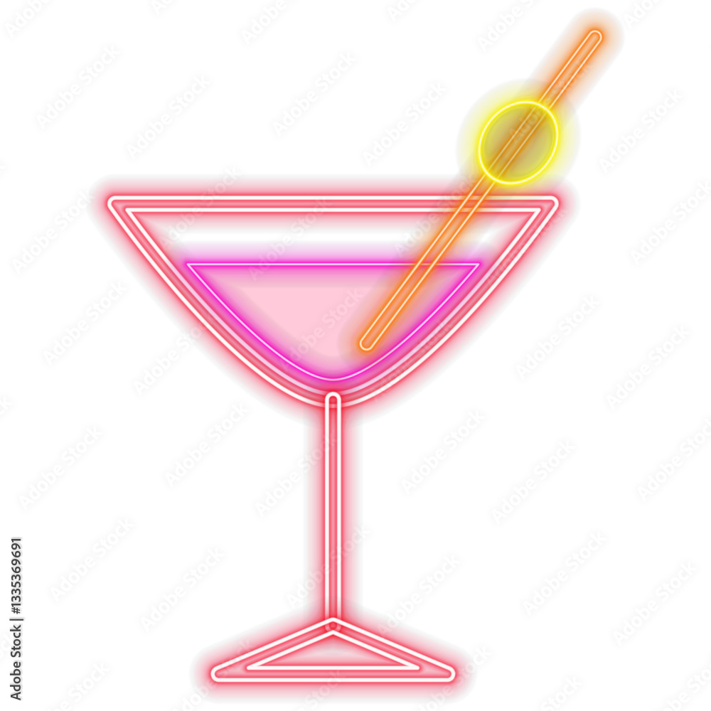 Cocktail Party neon sign on brick wall background