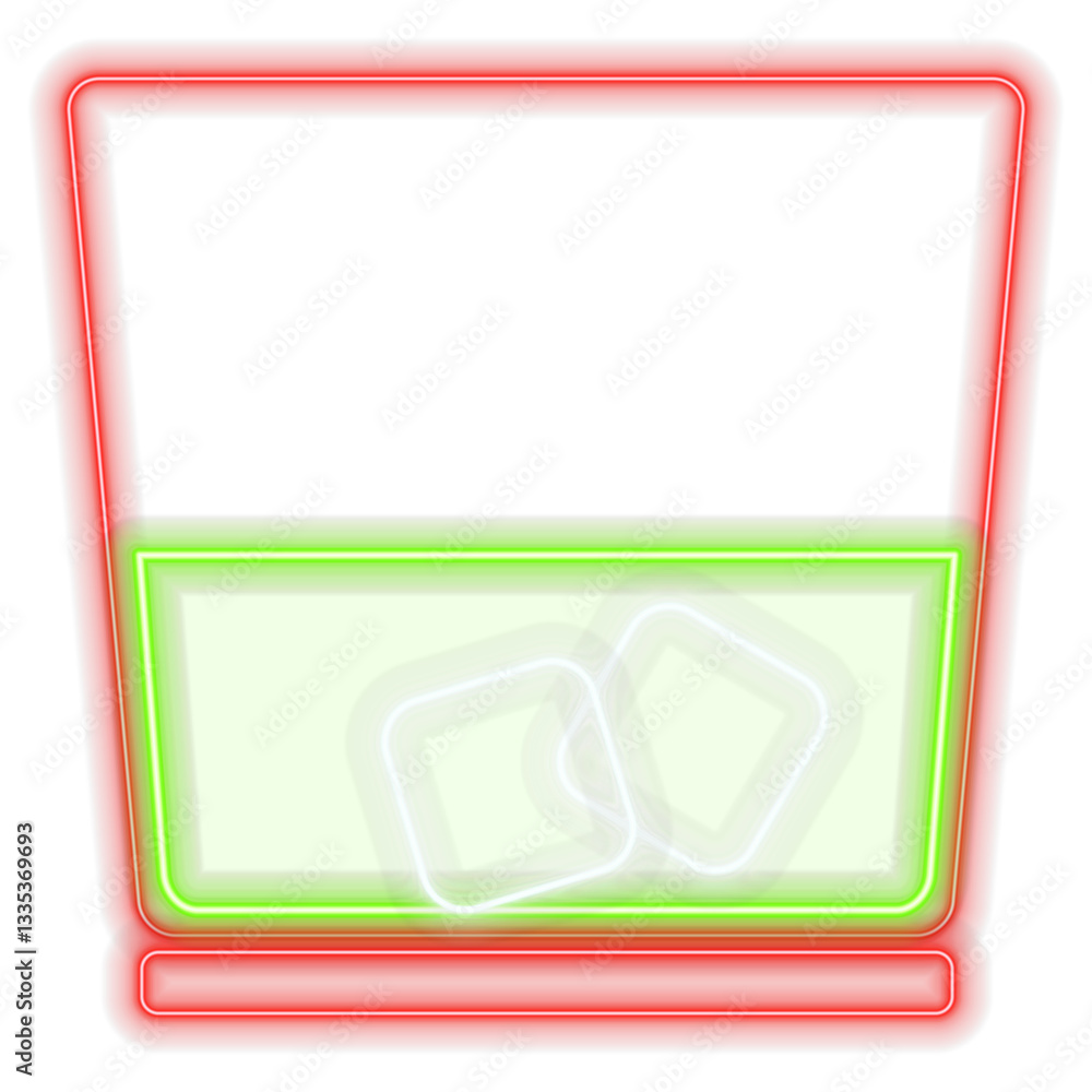 Bright neon cocktail sign. neon cocktail icon