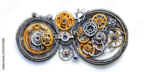Detailed mechanical illustration showing several interconnected gears and mechanisms