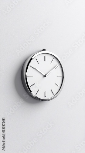 Wallpaper Mural Silver Round Wall Clock Minimalist White Face Modern Home Decor Torontodigital.ca