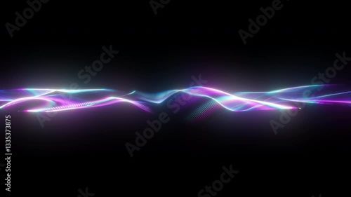 4K Animation Clip of an Abstract Flowing Waveform in Red and Blue with Futuristic Digital Motion and Energy – 2160p Video Footage