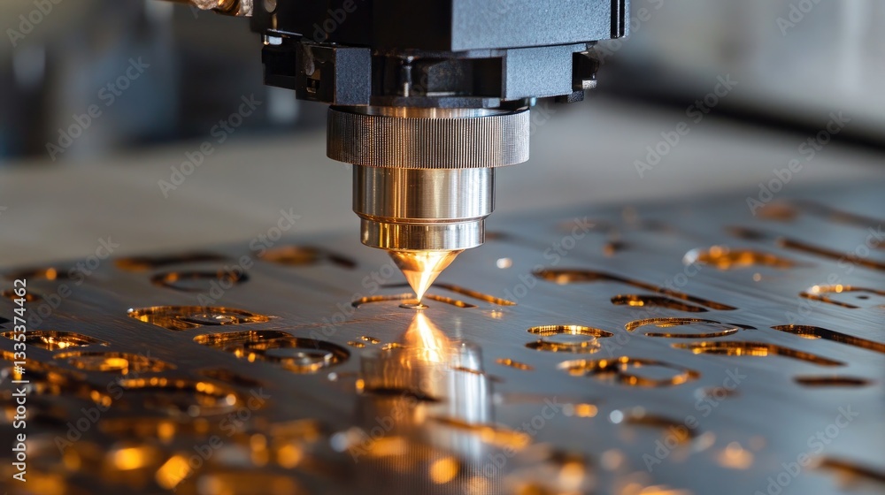 Laser Cutting Machine Operating on Sheet Metal with Sparks and Precision in a Modern Workshop Environment Laser Cutting Machine Operating on Sheet Metal with Sparks and Precision in a Modern Workshop Environment