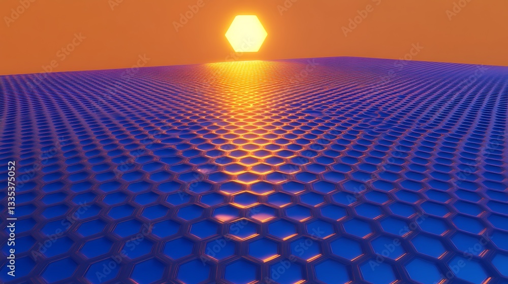 Fototapeta premium Hexagonal Structure at Sunrise, Abstract Design