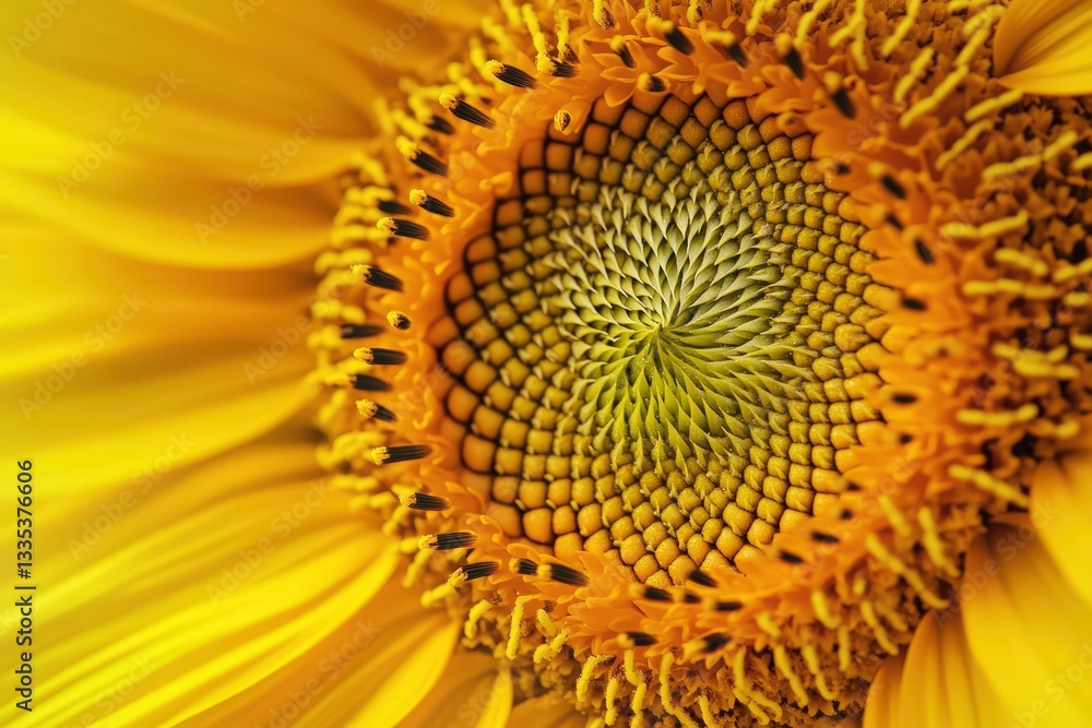 A close up macro photograph of a beautiful sunflower center A close up macro photograph of a beautiful sunflower center