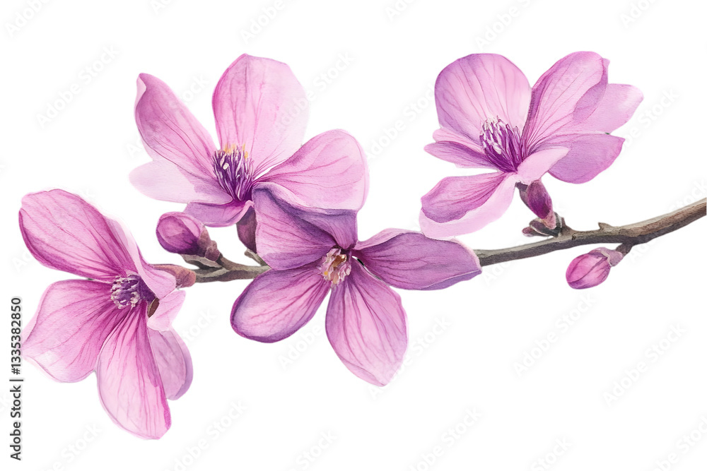 Delicate Pink Magnolia Blossoms On Branch Delicate Pink Magnolia Blossoms On Branch
