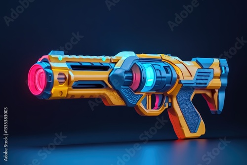 Obraz na płótnie A futuristic blaster weapon with vibrant colors and glowing elements