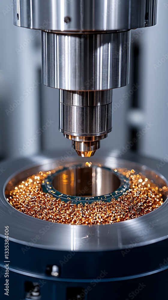 A close up of precision machinery during industrial processes A close up of precision machinery during industrial processes
