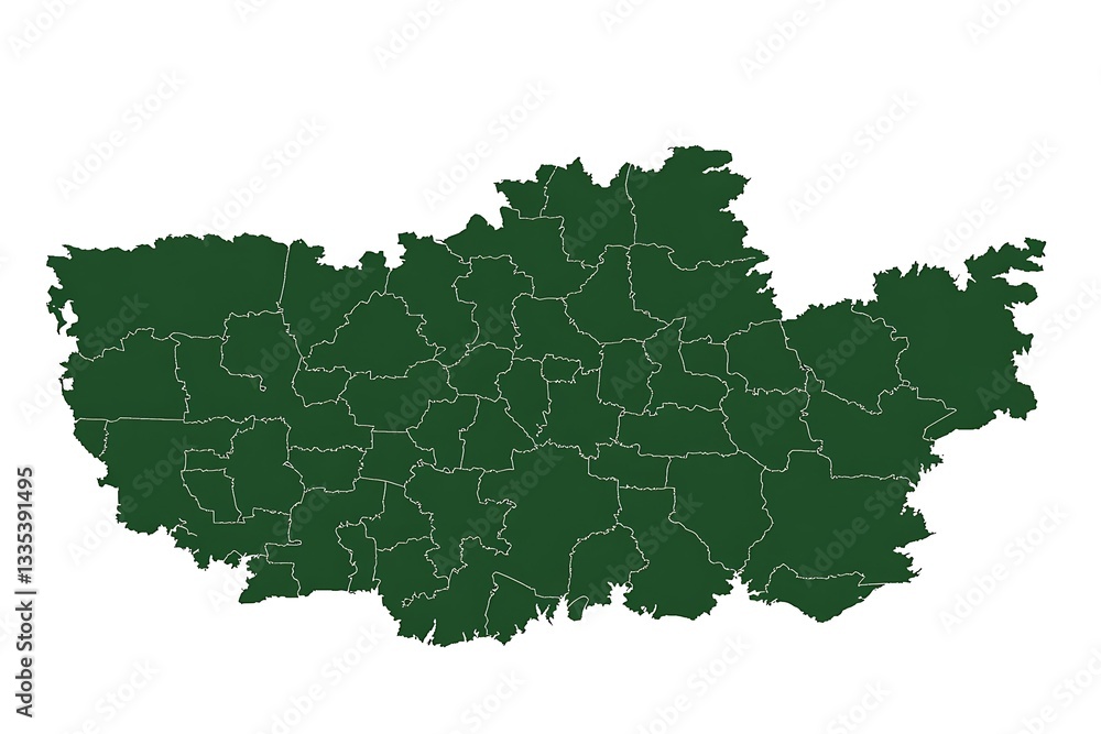 Fototapeta premium A high-quality, minimalist map of Germany featuring a clean green silhouette set against a white background. The state borders are finely outlined, offering a clear representation of the federal state