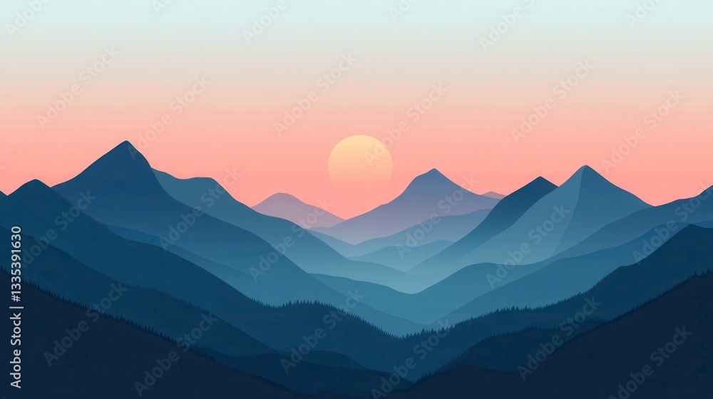 Serene Sunset over Majestic Mountain Range Serene Sunset over Majestic Mountain Range
