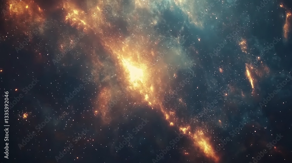 Naklejka premium Fiery nebula in deep space.