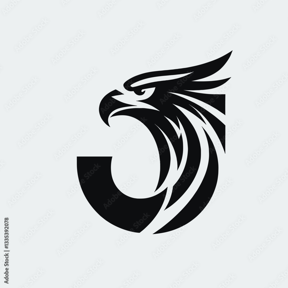 Naklejka premium Disciplined Black Eagle Logo for Professional Branding
