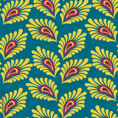 Seamless vector pattern print wallpaper background with paisley ornament ethnic art decor design	
