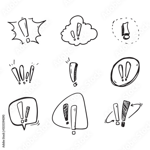 Hand drawn Simple Set of Warnings doodle style vector isolated