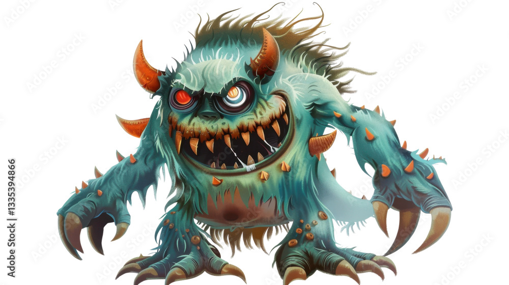 Scary monster showing teeth and claws on transparent background Scary monster showing teeth and claws on transparent background