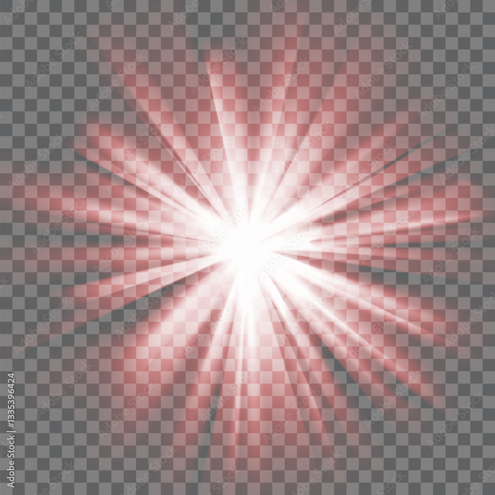 Glowing light burst, Optical red light effect. png Vector lens glare leakage glare reflection effect.