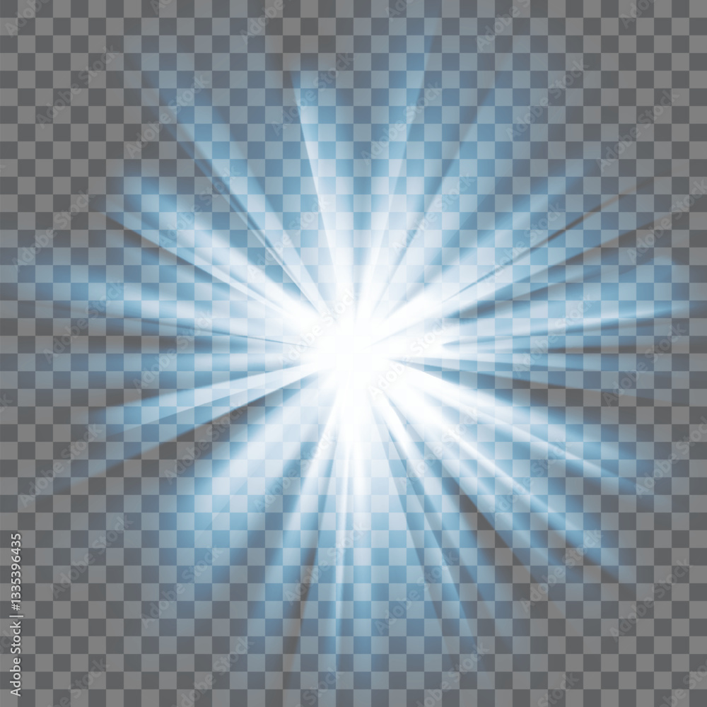 Glowing light burst, Optical blue light effect. png Vector lens glare leakage glare reflection effect.