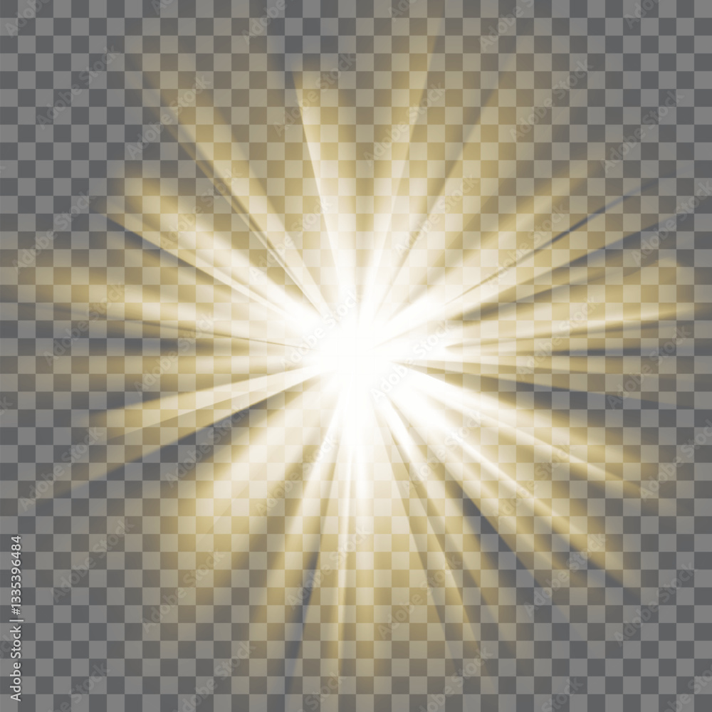 Glowing light burst, Optical yellow-orange light effect. png Vector lens glare leakage glare reflection effect.