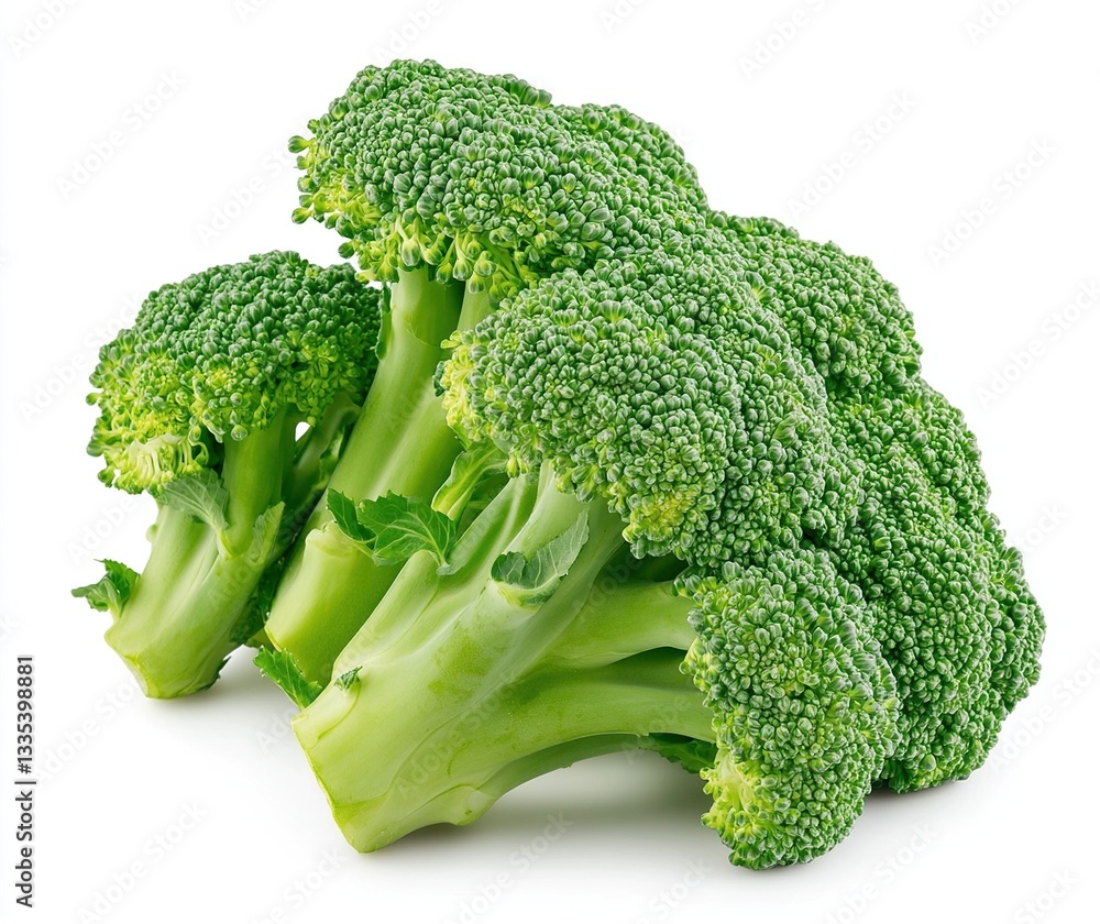 Fresh broccoli florets isolated on white background. Fresh broccoli florets isolated on white background.