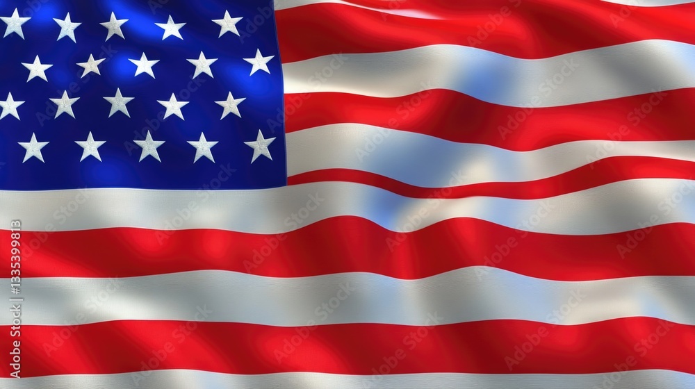 Obraz premium Waving American flag in a breezy atmosphere