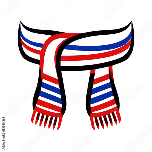 Colorful scarf icon wrapped, winter warmth concept