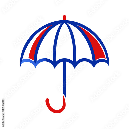 Colorful umbrella icon with stripes, protection from rain concept