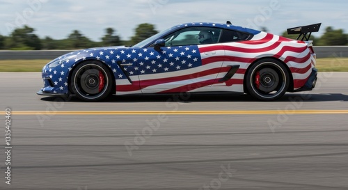 American Flag Car Wrap Design: Sleek Aerodynamic Layout