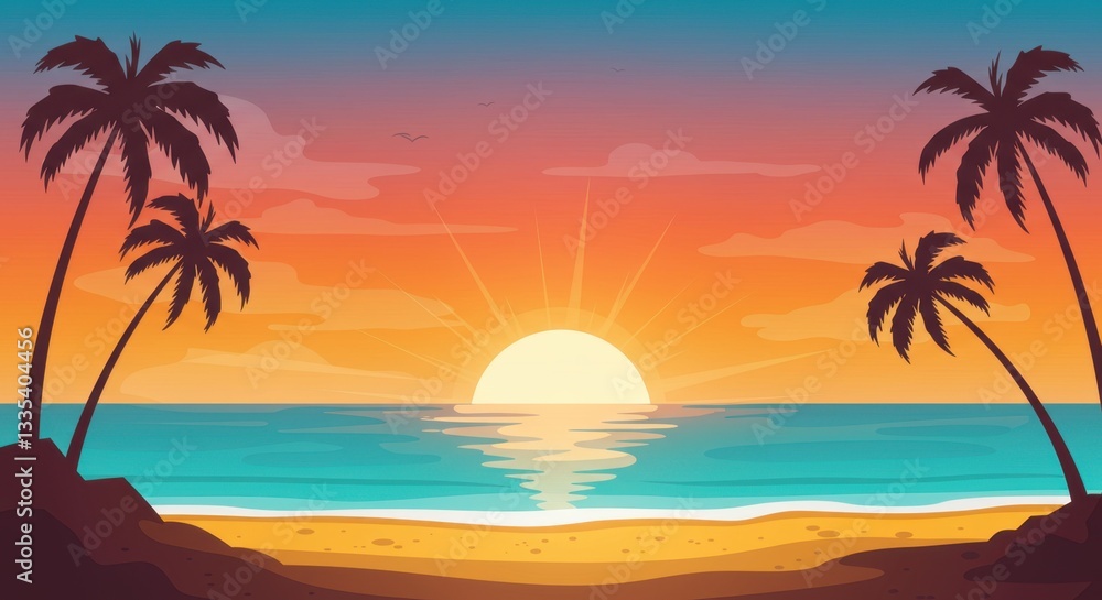 Golden Sunset on a Tropical Beach Golden Sunset on a Tropical Beach