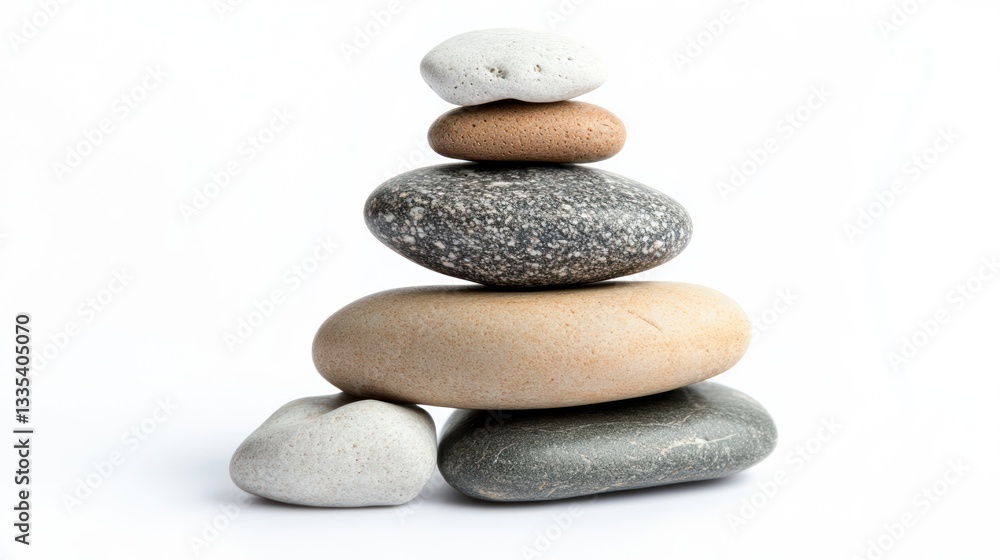 Stacked pebbles arranged in a balancing and harmonious composition Stacked pebbles arranged in a balancing and harmonious composition