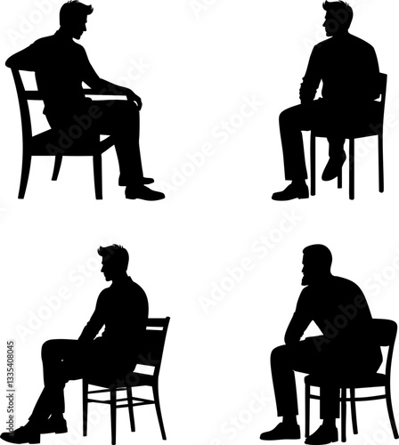 Man Sitting on Chair Silhouette | Relaxed Pose Vector