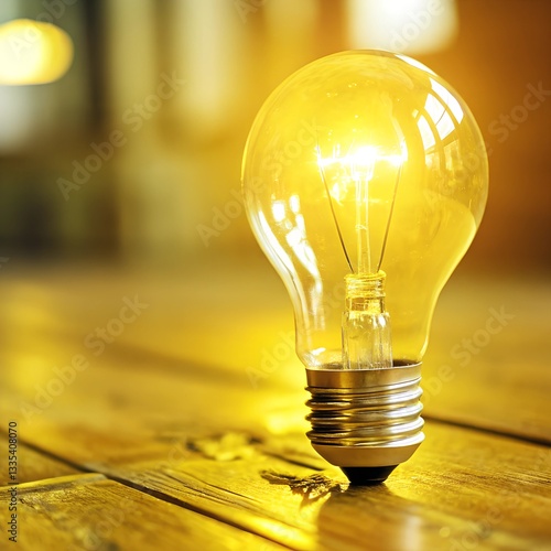 light bulb shining on yellow
