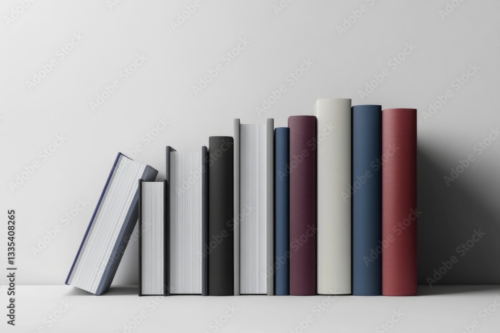 Fototapeta premium Stacked books on a white background, perfect for academic or literary concept illustrations