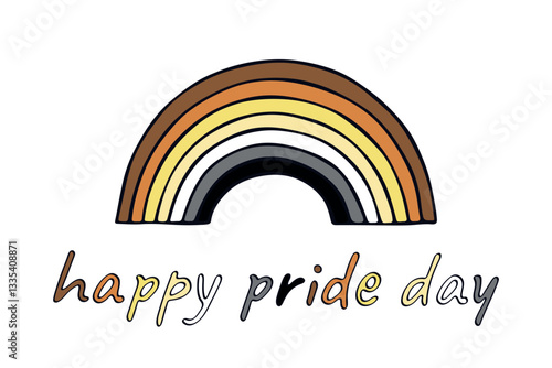 Colorful rainbow shape Bear brotherhood pride flag Happy pride day LGBTQIA community Pride Month Vector hand drawn doodle for posters, stickers, logo, cards