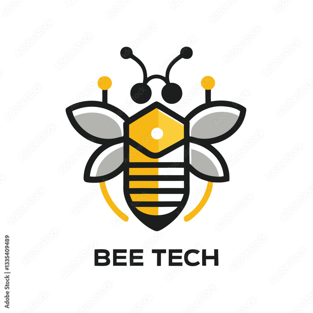 Creative vector logo design for a technology company featuring a stylized bee with circuit elements and vibrant colors representing innovation and nature Creative vector logo design for a technology company featuring a stylized bee with circuit elements and vibrant colors representing innovation and nature