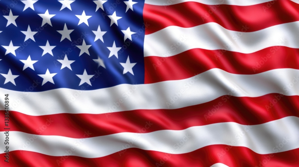 Fototapeta premium A close-up of an American flag fluttering in the breeze
