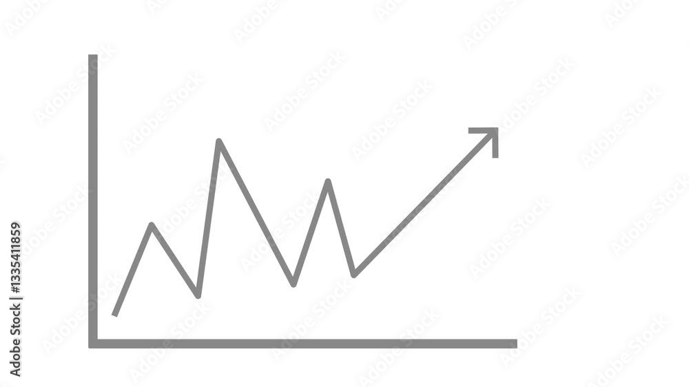 Line Graph Showing Upward Trend, A simple line graph with an upward trend and fluctuating data points Line Graph Showing Upward Trend, A simple line graph with an upward trend and fluctuating data points