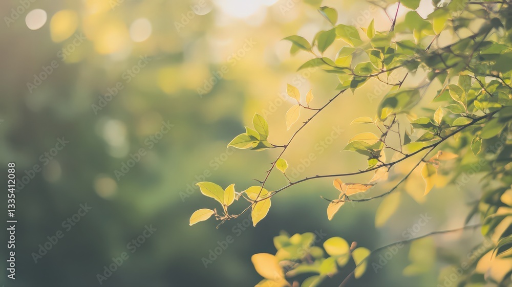 Sunlit Green Leaves and Bokeh Background Sunlit Green Leaves and Bokeh Background