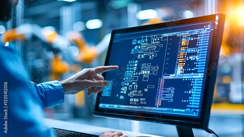 Wallpaper Mural Cutting-edge automation software streamlines operations in a high-tech factory setting. Torontodigital.ca