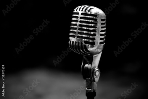 The stage microphone before the artist s performance