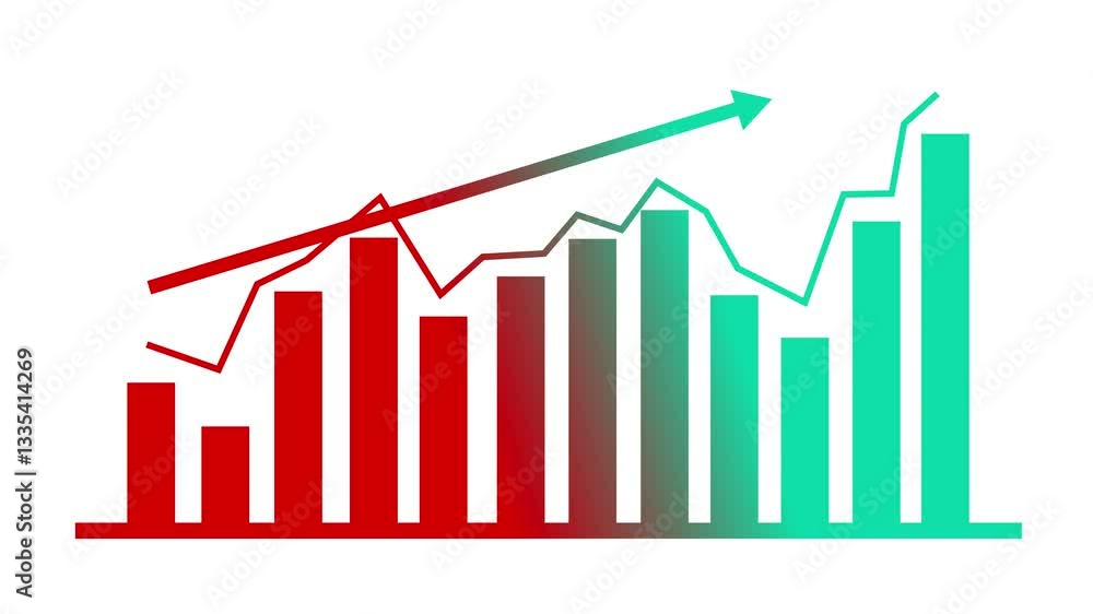 Flunctuating Line Graph Business Bar Chart with Fluctuating Line Graph, Business bar chart with ...