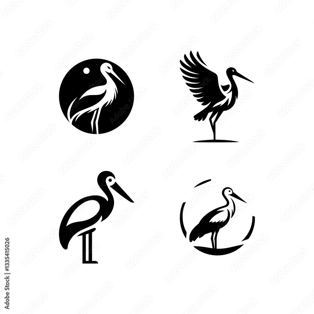 Fototapeta premium Stork logo black and white